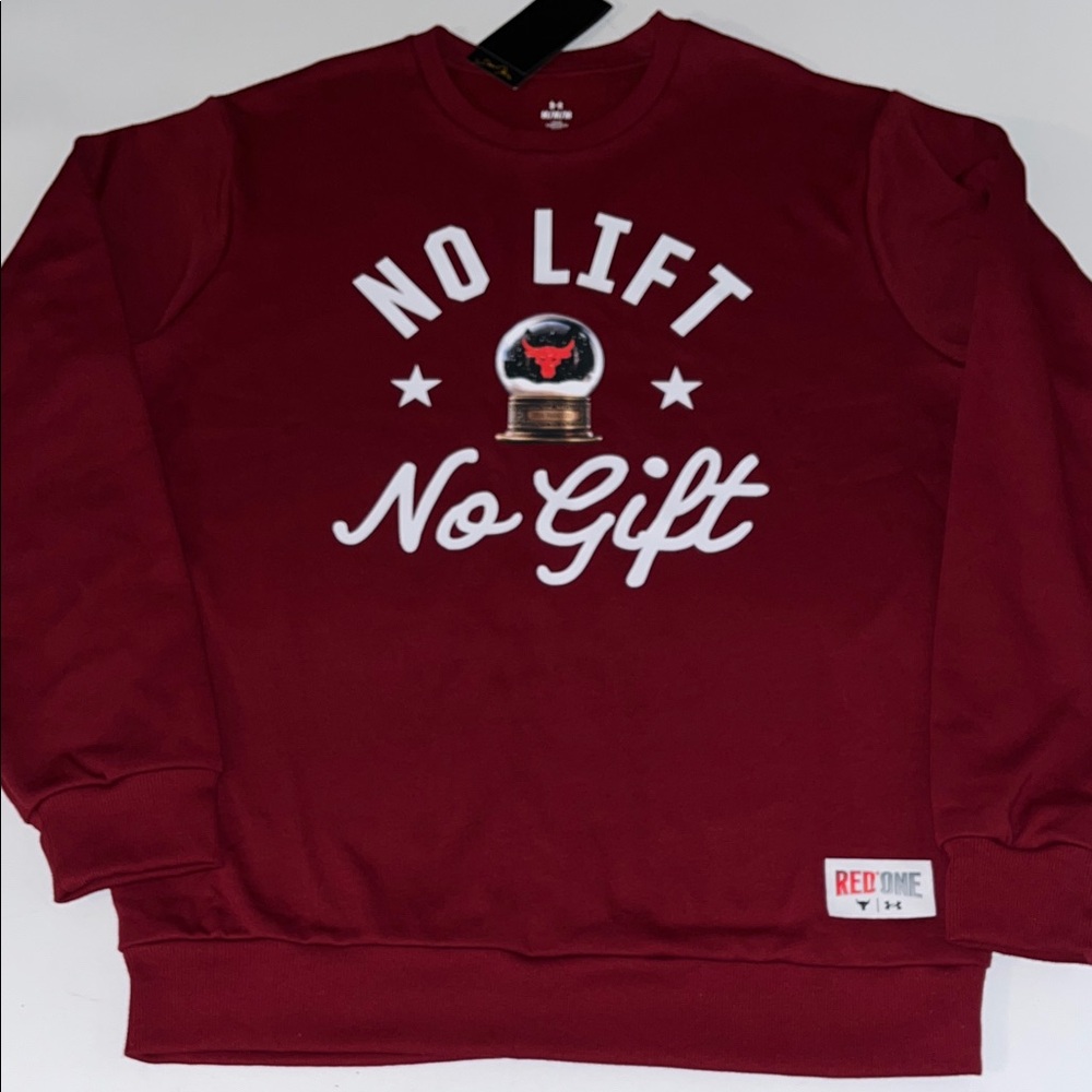 Under Armour Project Rock Sweat shirt Mens M Red One No Lift No Gift Christmas